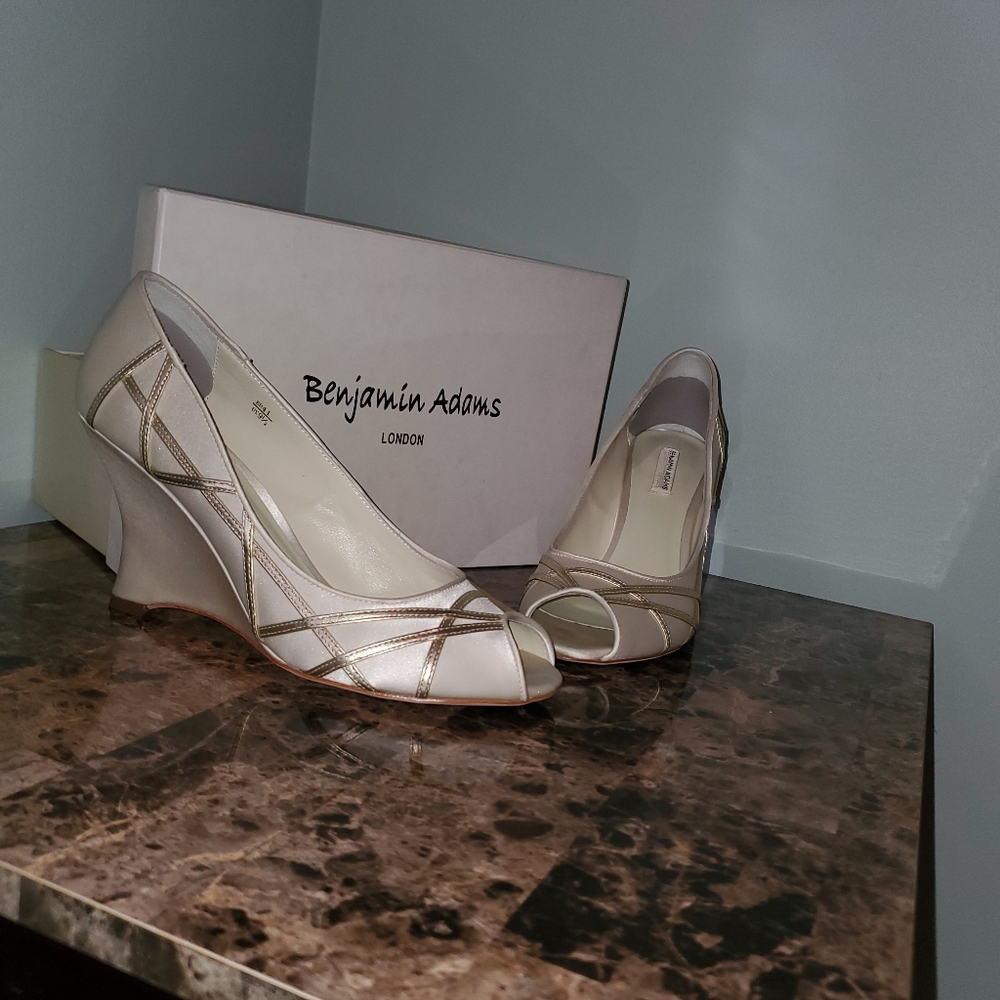 Benjamin Adam's Veronica Silk Ivory Shoes